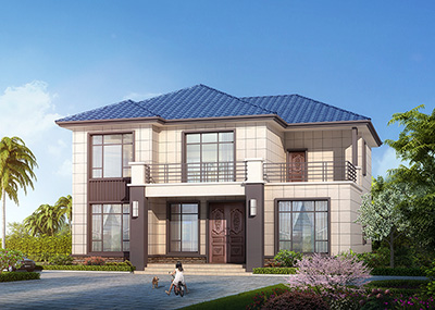 农村二层小别墅设计图纸及效果图 造价30万BZ2546-新中式风格